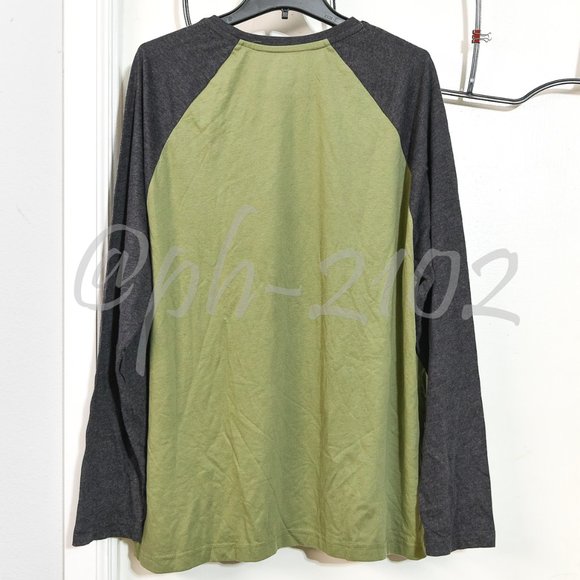 Hurley Men's Raglan Long Sleeve Tee GREEN/GRAY XL XXL - Picture 4 of 6